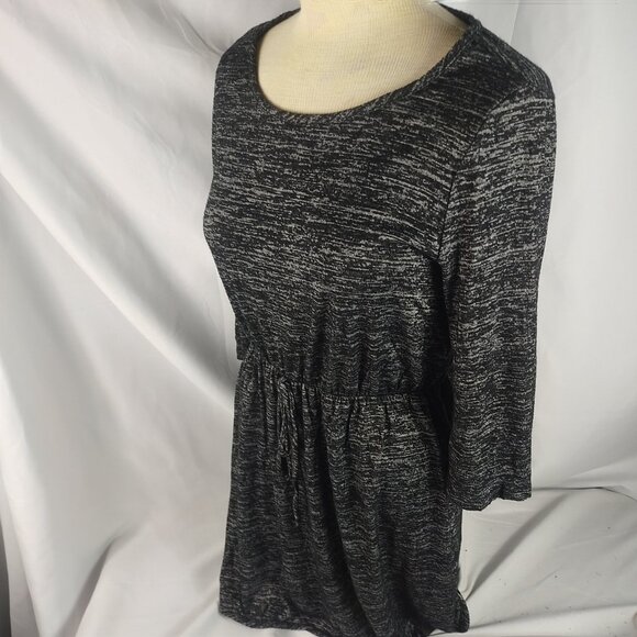 12pm by Mon Ami Womens 3/4 Sleeve Pullover Top Black Long Tail Sz Large - Picture 4 of 9